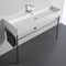 Large Rectangular Ceramic Console Sink and Polished Chrome Stand, 48